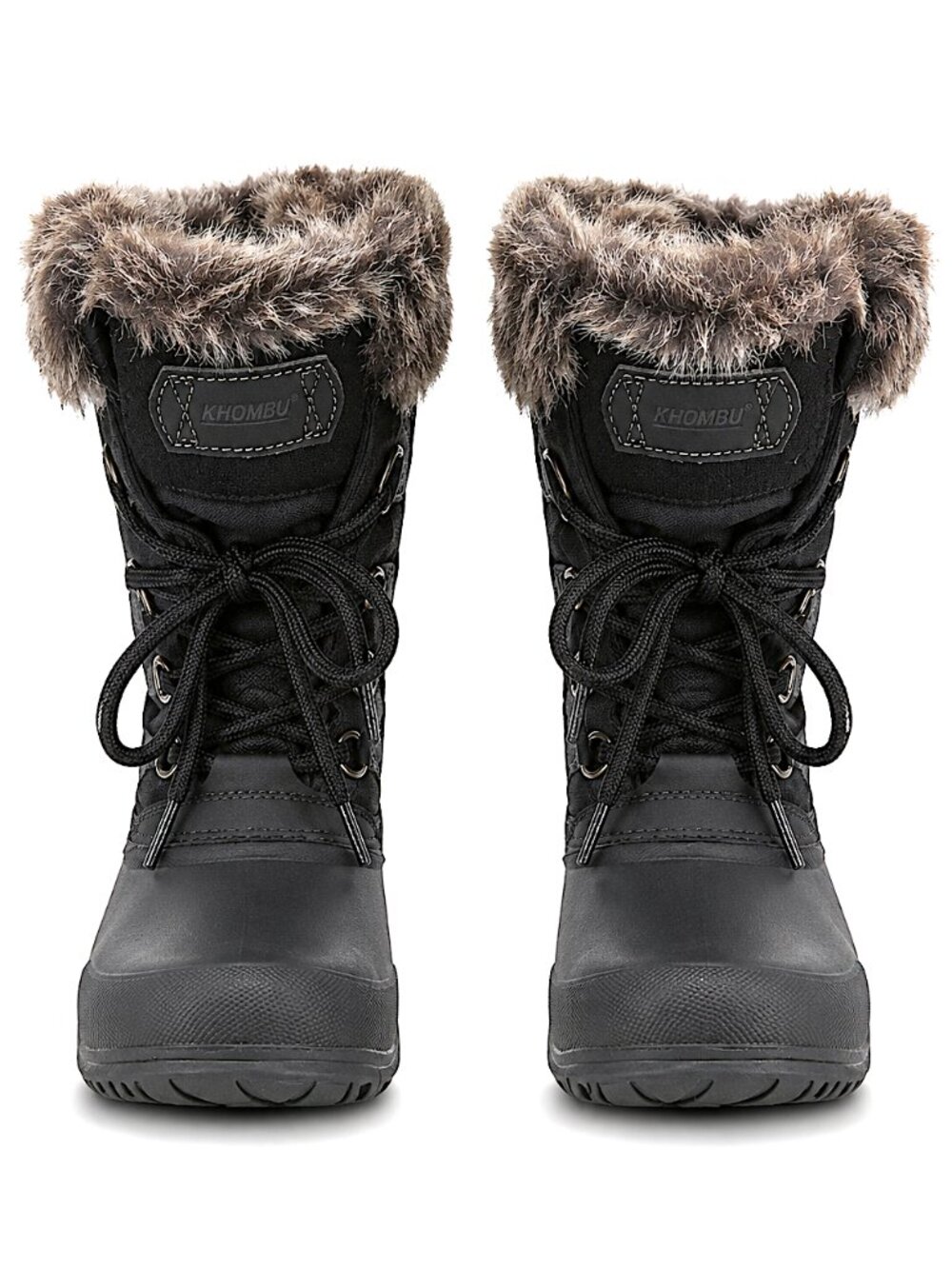 Khombu Slope Snow Boots Sz 8M Gorpcore Faux Fur Lace Up EUC Warm